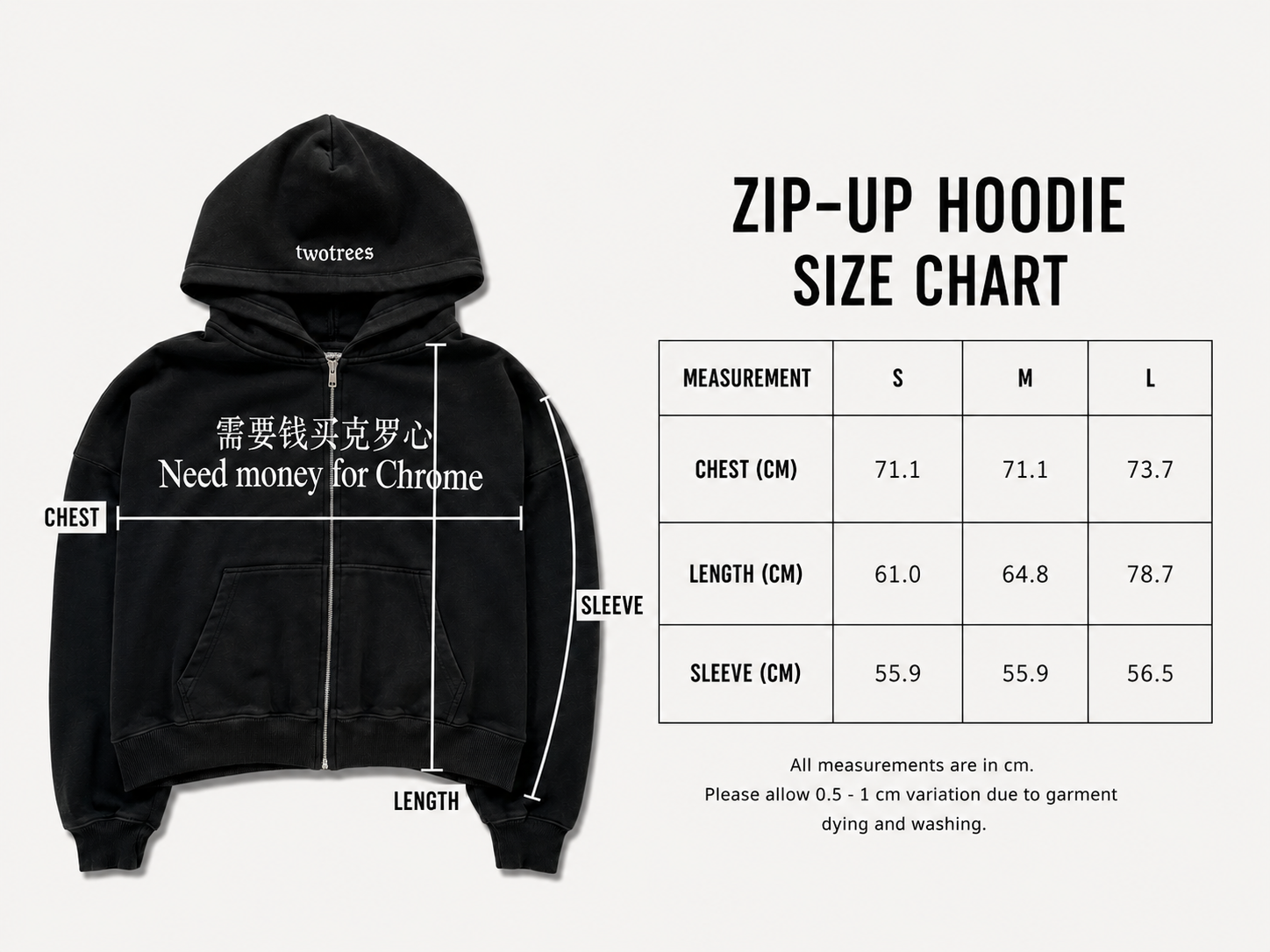need money for chrome zip up